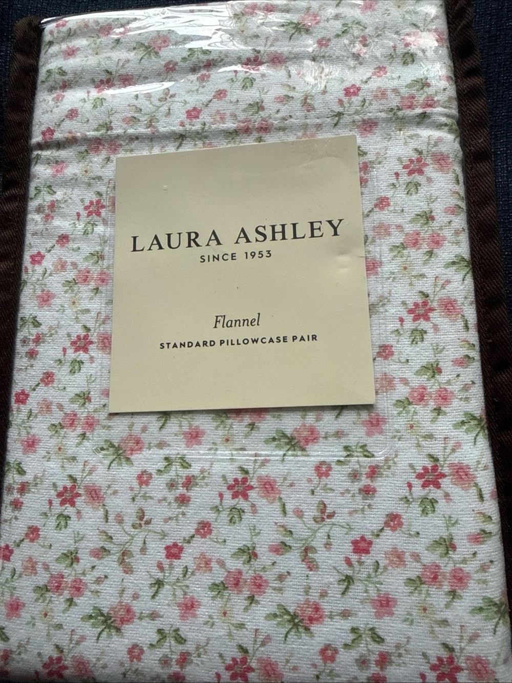 Laura Ashley Evie Pink Floral Flannel Pillowcase Pair NWT Standard size
